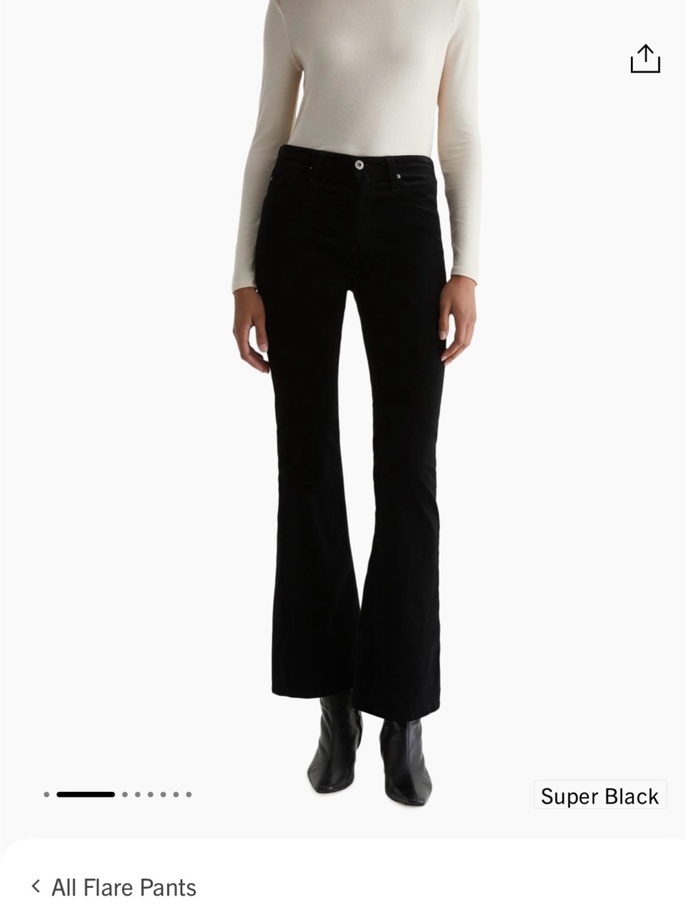 NWT AG Farrah Velvet Flare Jeans, 26, Black